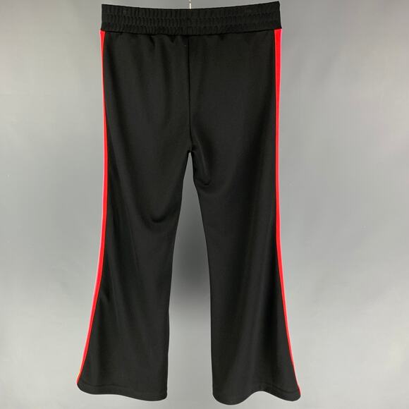 PALM ANGELS Size M Black Multi-Color Stripe Polyester Flared Casual Pants - Picture 3 of 5